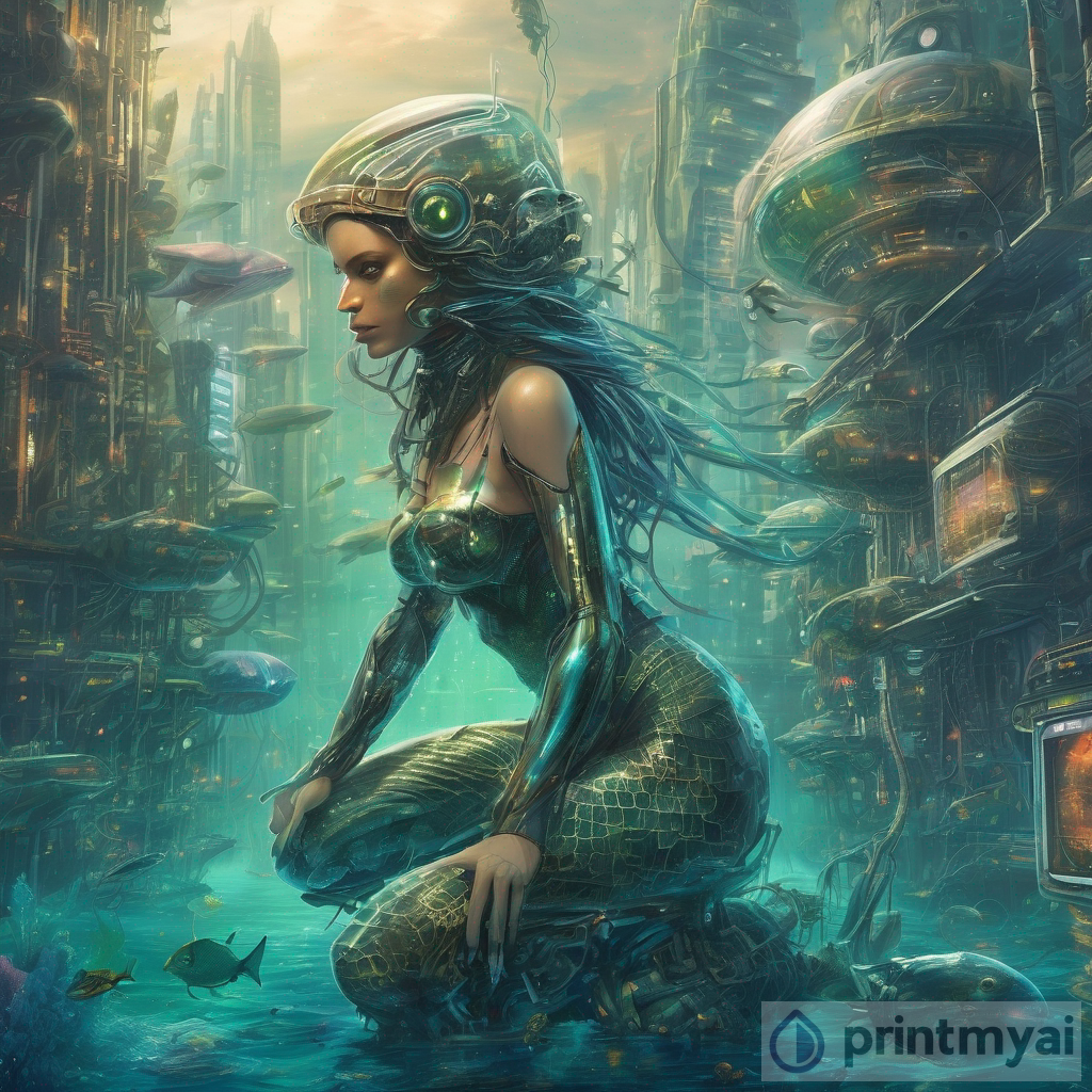 Creating a Cybernetic Mermaid Art Piece in an Alien Underwater City