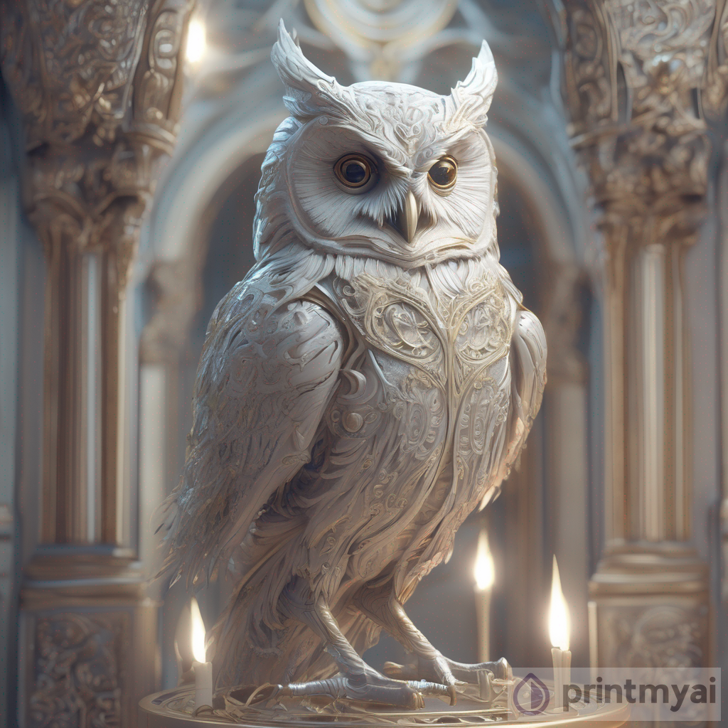Ethereal Owl: An In-depth Detail in Johanna Rupprecht Art Style with Octane Render
