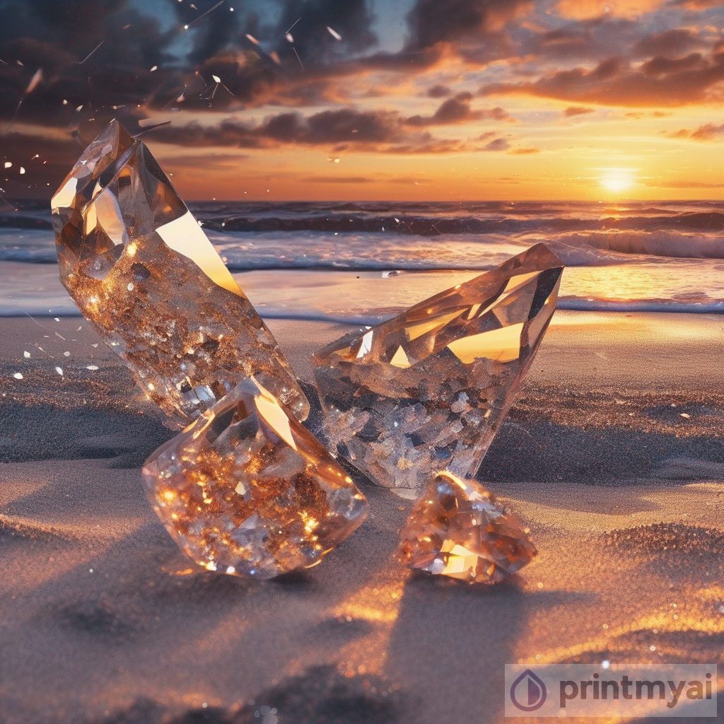 Shattered Diamonds: Unveiling the Splendor of a Beach Sunset