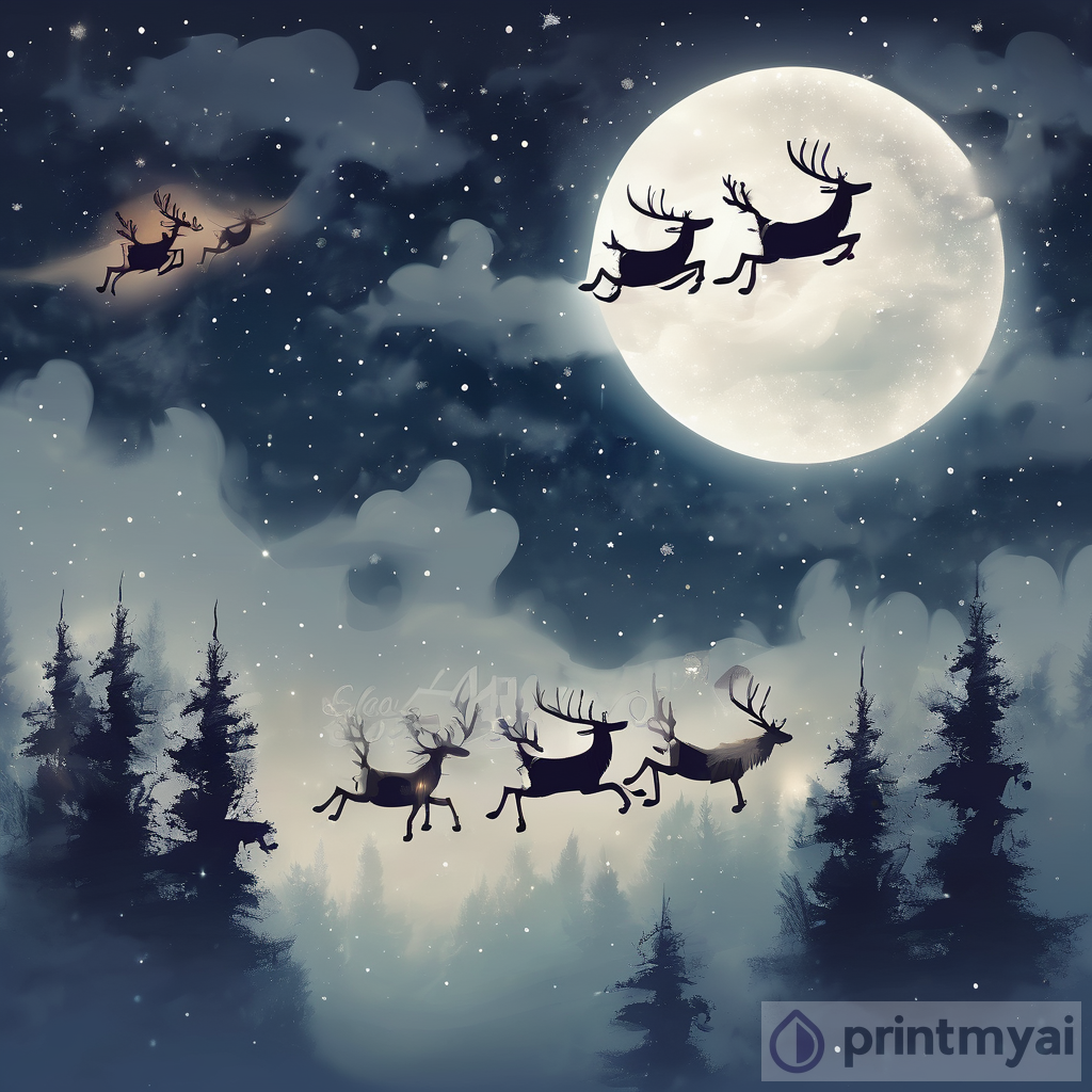 Magical Santa and Reindeers: A Sparkling Night Sky Adventure