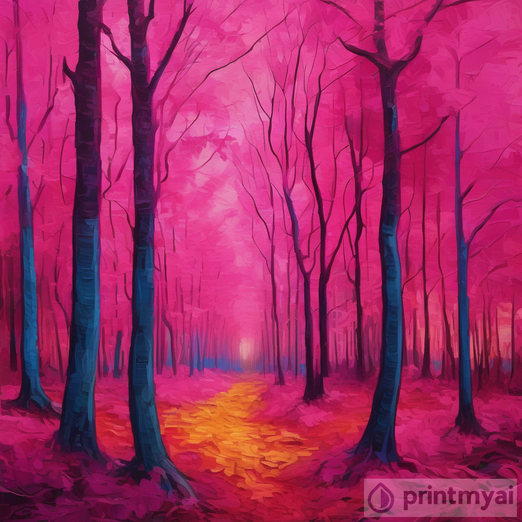 Exploring the Enchanting Pink Forest with Intense Colors in Van Gogh Style