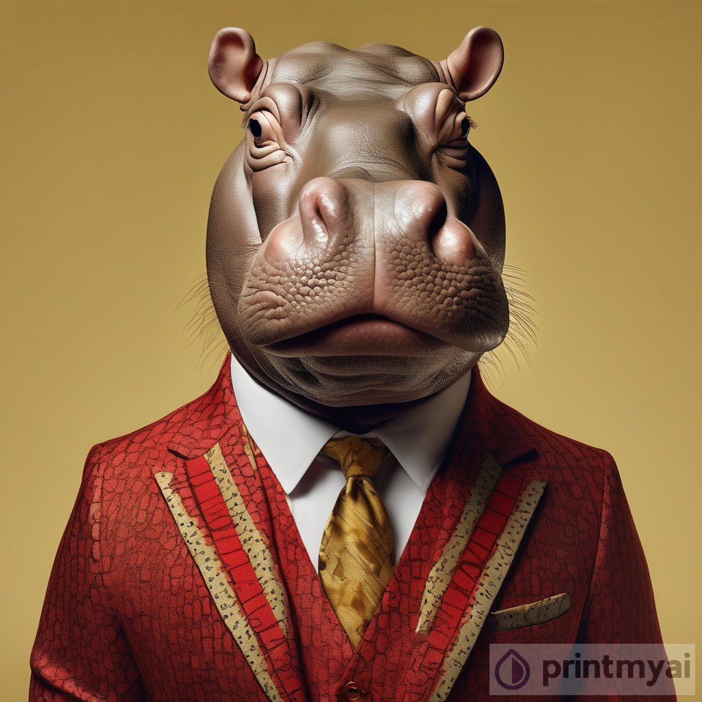 Hippo Portrait: Vogue and Gucci Style Shot by Wes Anderson