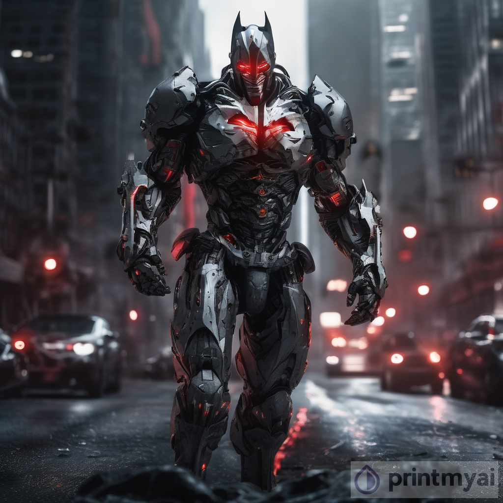 The Elegant and Powerful Dark Knight Cyborg: A Cinematic Composition