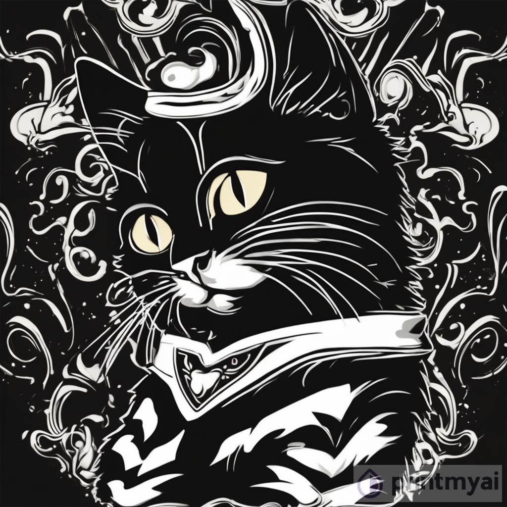 Stylish Cat T-Shirt Design on a Black Background