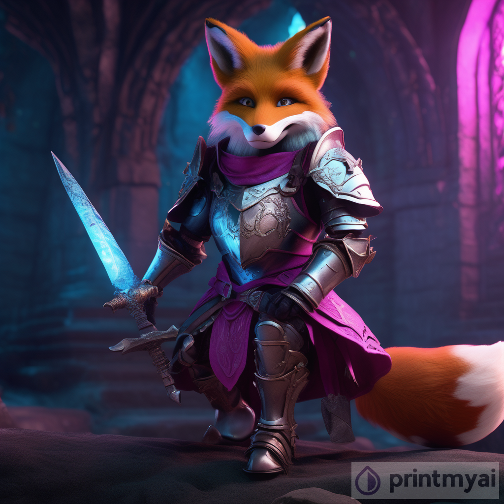 Enchanting Fox in Armor: Playful Character Design in Dark Fantasy