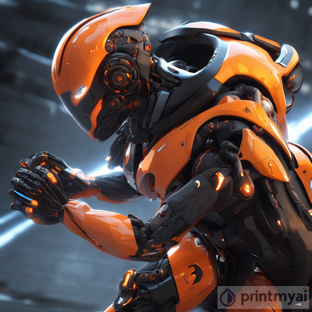 Orange and Black Fighter Cyborg: A Hyper Detailed Pixar-inspired masterpiece