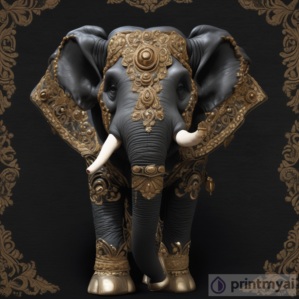 Regal Fusion: An Indian-Inspired Male Elephant Character in Dolly Kei Fashion and Baroque Sculptural Details
