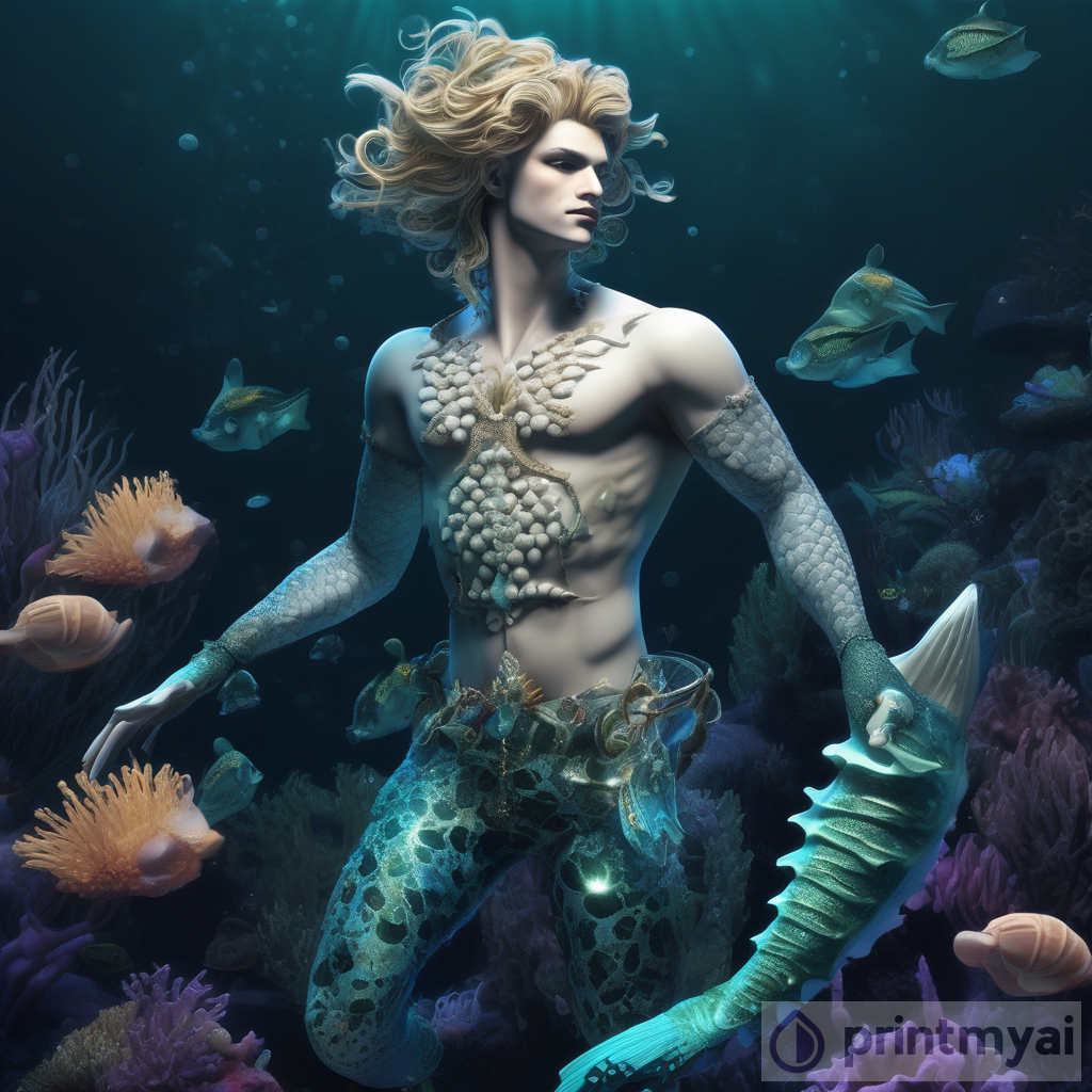 Exploring the Hidden Wonders: An Underwater Kingdom-Inspired Male Merman Character