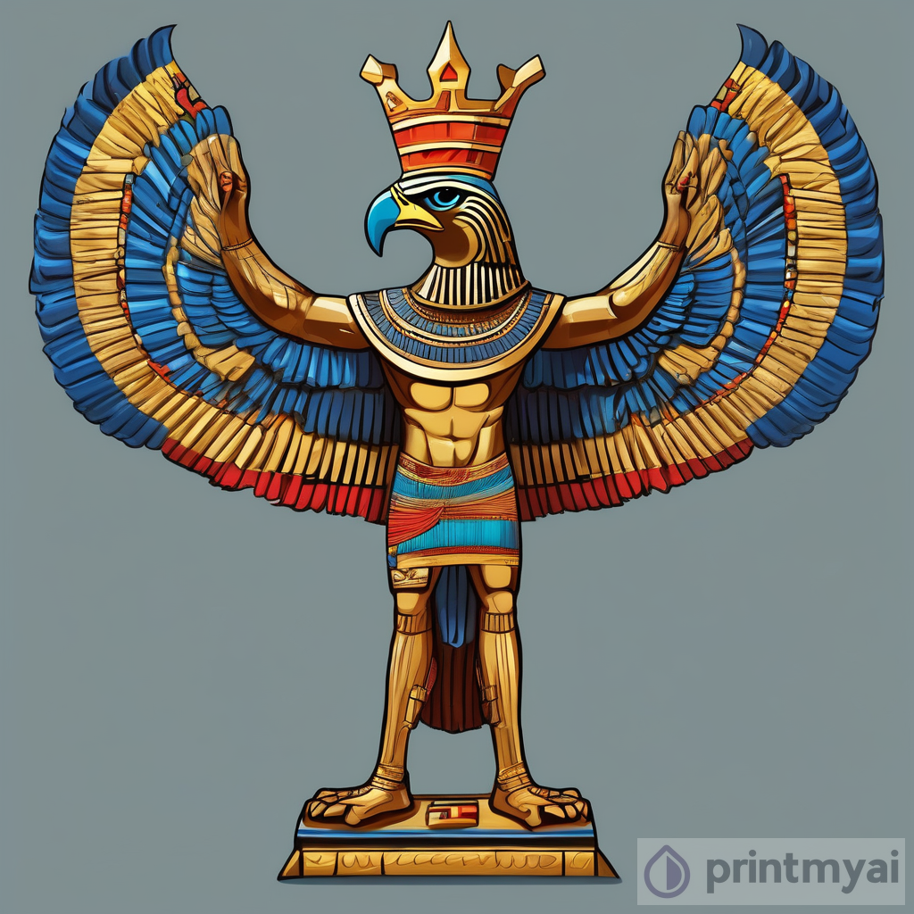 Exploring Horus: The Falcon-Headed Deity of Authority in Vivid 8k Digital Paint