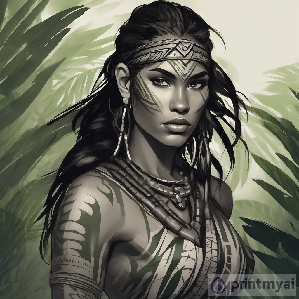 Tribal Amazon Warrior Woman in Charlie Bowater Style