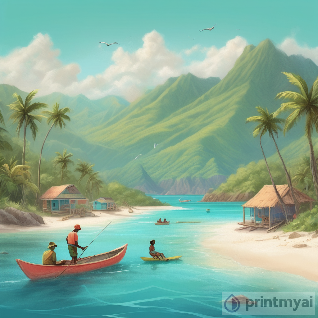 Explore the Wonders of a Caribbean Island: A Detailed Children's Book Illustration