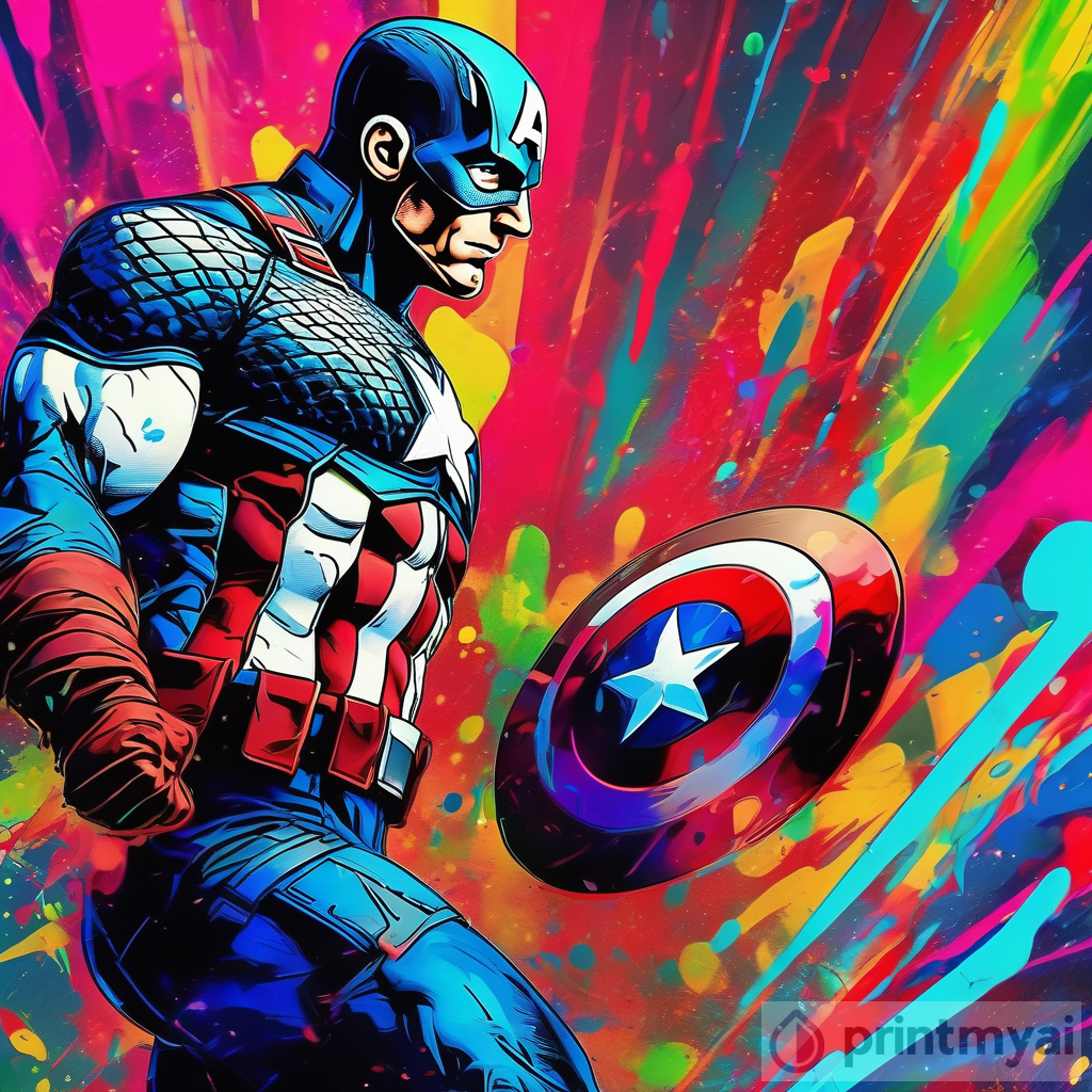 Avant-Garde Street Art Mural: Captain America in Ultra-High Definition 8K HDR