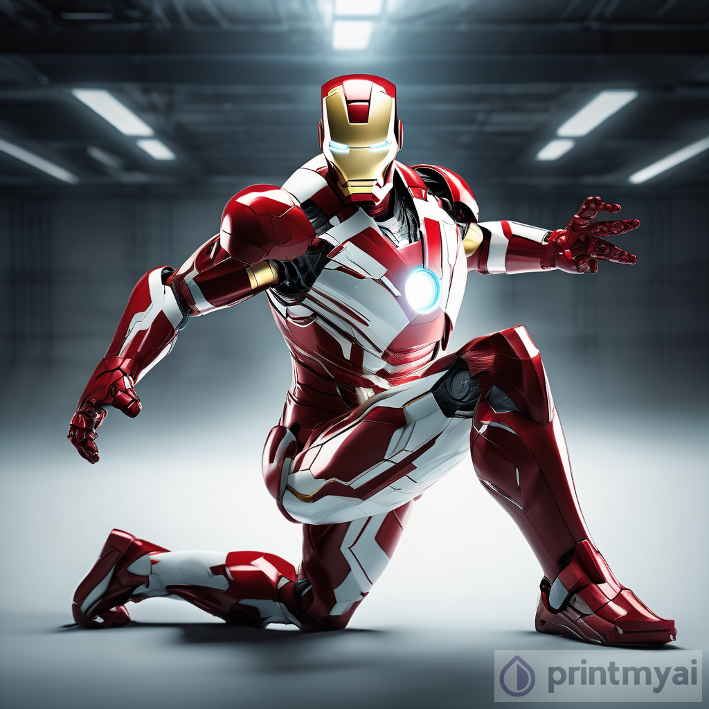 Unleashing the High-Tech Marvel: Red and White Iron Man Suit in Stunning 8K HDR