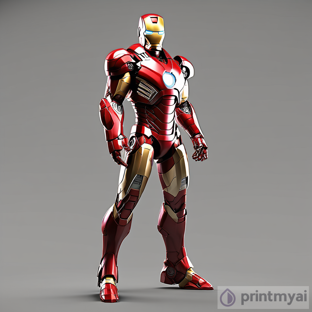 Classic Heroic Style: Iron Man in Red Armor - High Definition, 8K, HDR
