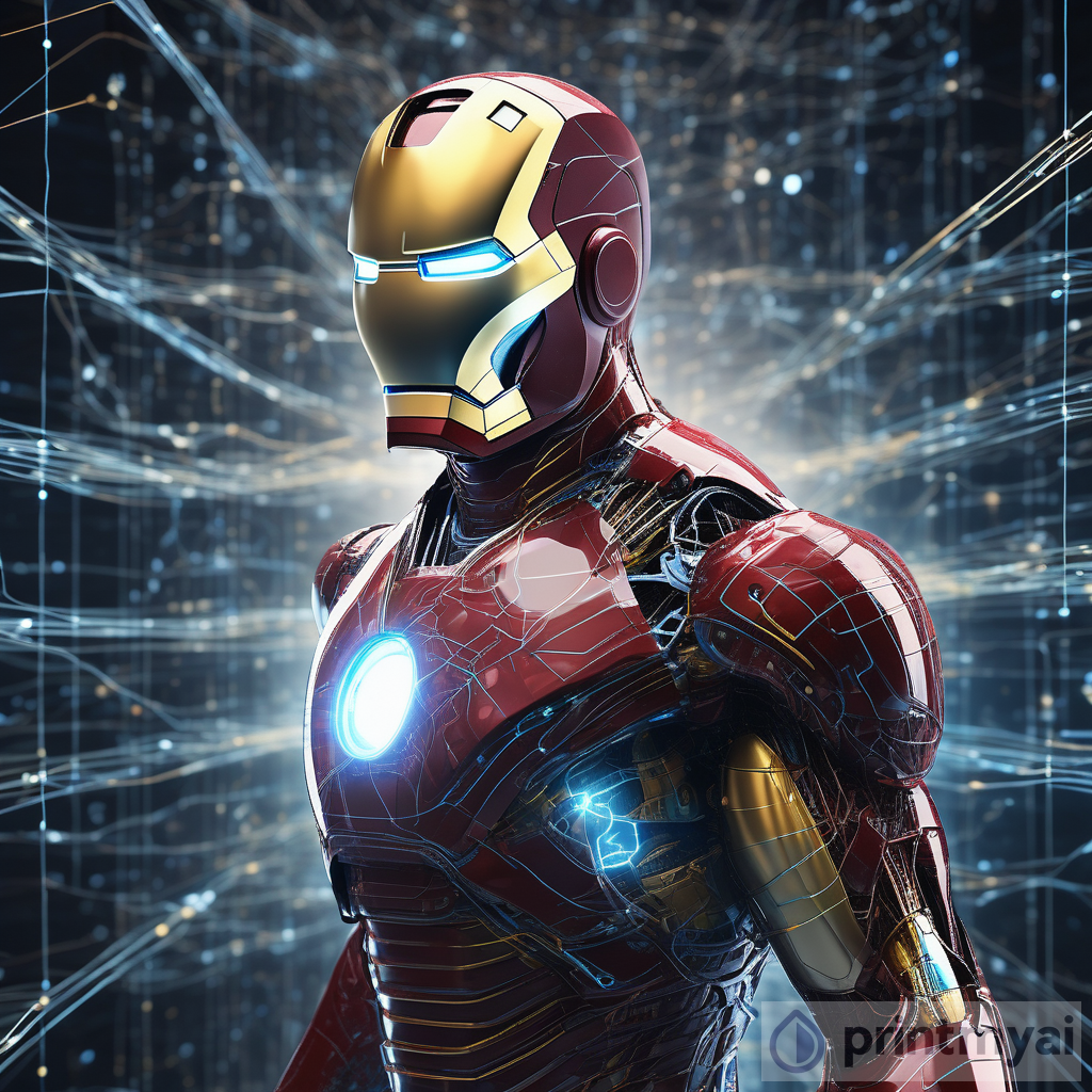 Neural Network Style: Iron Man Suit with Glowing Data Lines