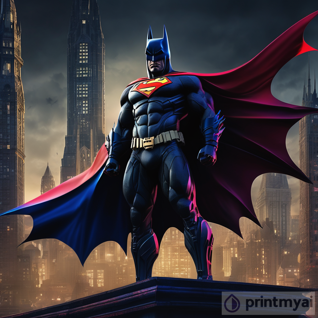 Gothic-Futurist Fusion: Batman's Brooding Darkness Meets Superman's Vibrant Colors