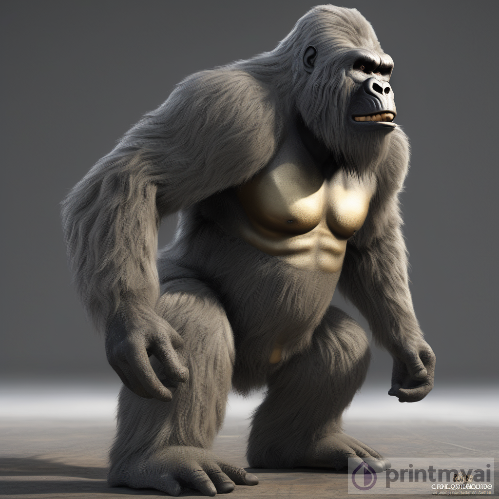 Hyper-Realistic Animal Illustrations of King Kong in the Style of Daz3D