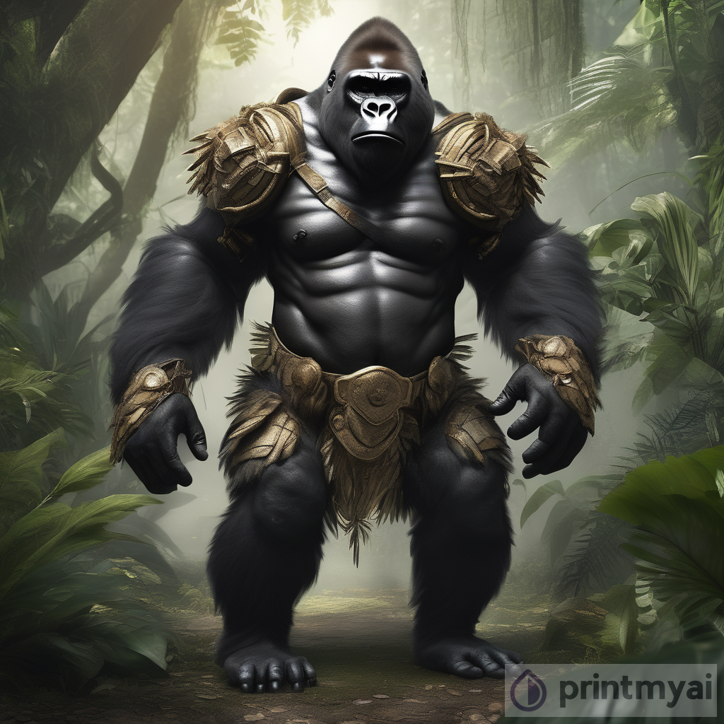 Hyper-Realistic Gorilla Warrior: A Fierce Force in the Jungle