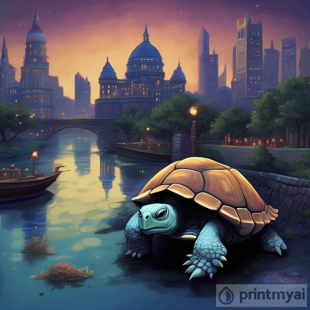 Beneath the Stars: The Majestic City on a Giant Turtle's Back