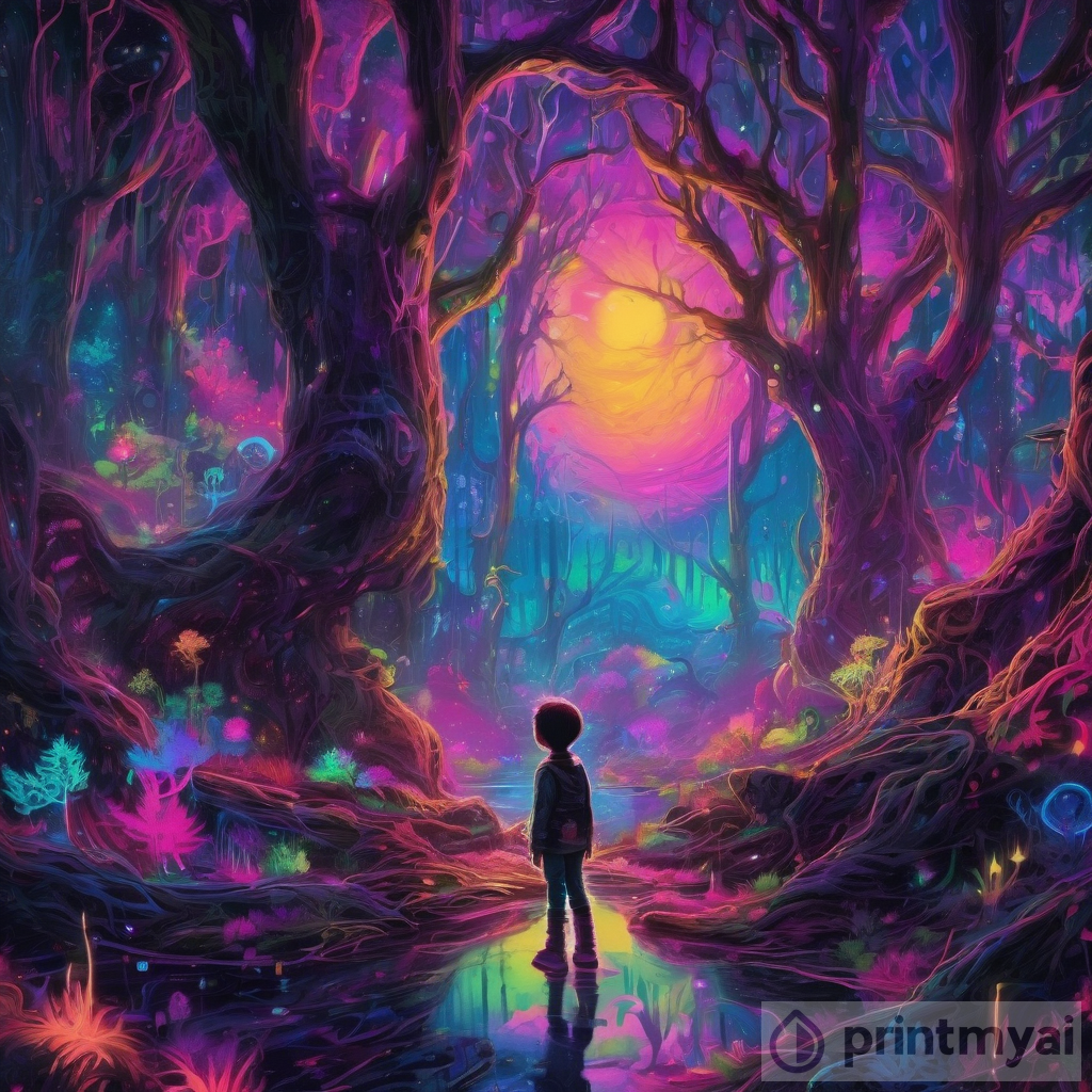 Cosmic Twilight: A Brave Child's Encounter With The Sentient Neon Forest