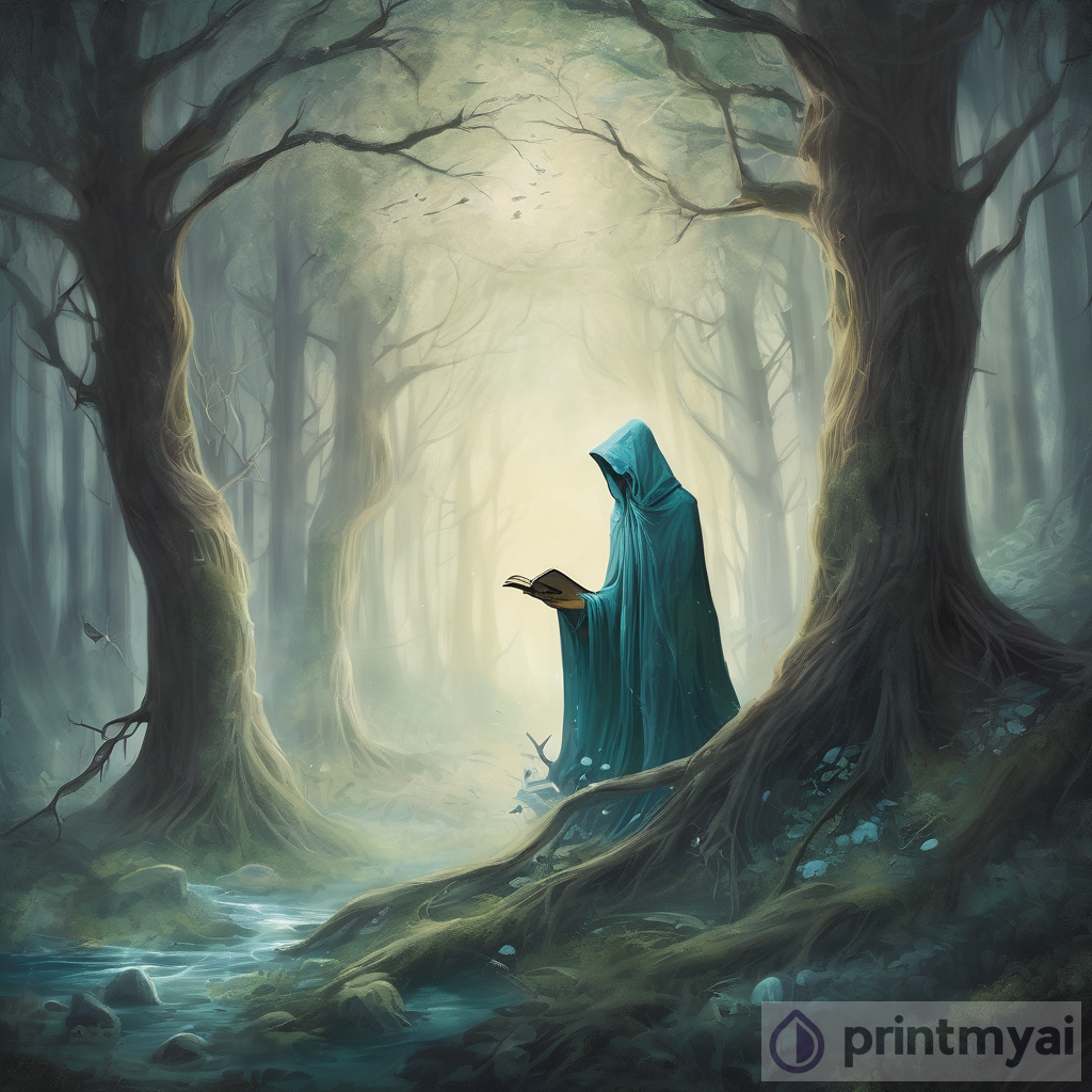 AI Art: Mysterious Figure Emerging from an Enchanted Forest