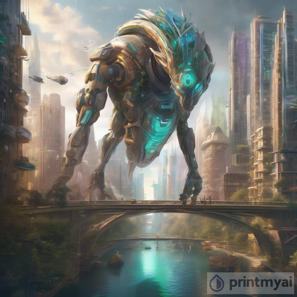 Discovering the Hidden Utopia: The Journey of a Mythical Creature in a Futuristic Metropolis