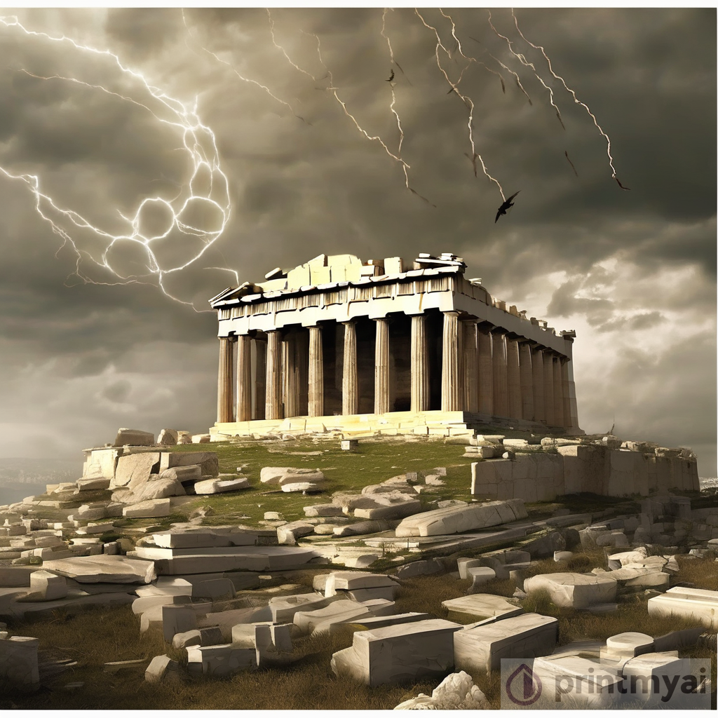 The Acropolis Surrounded by Whirling Tornadoes - A Surreal Marvel