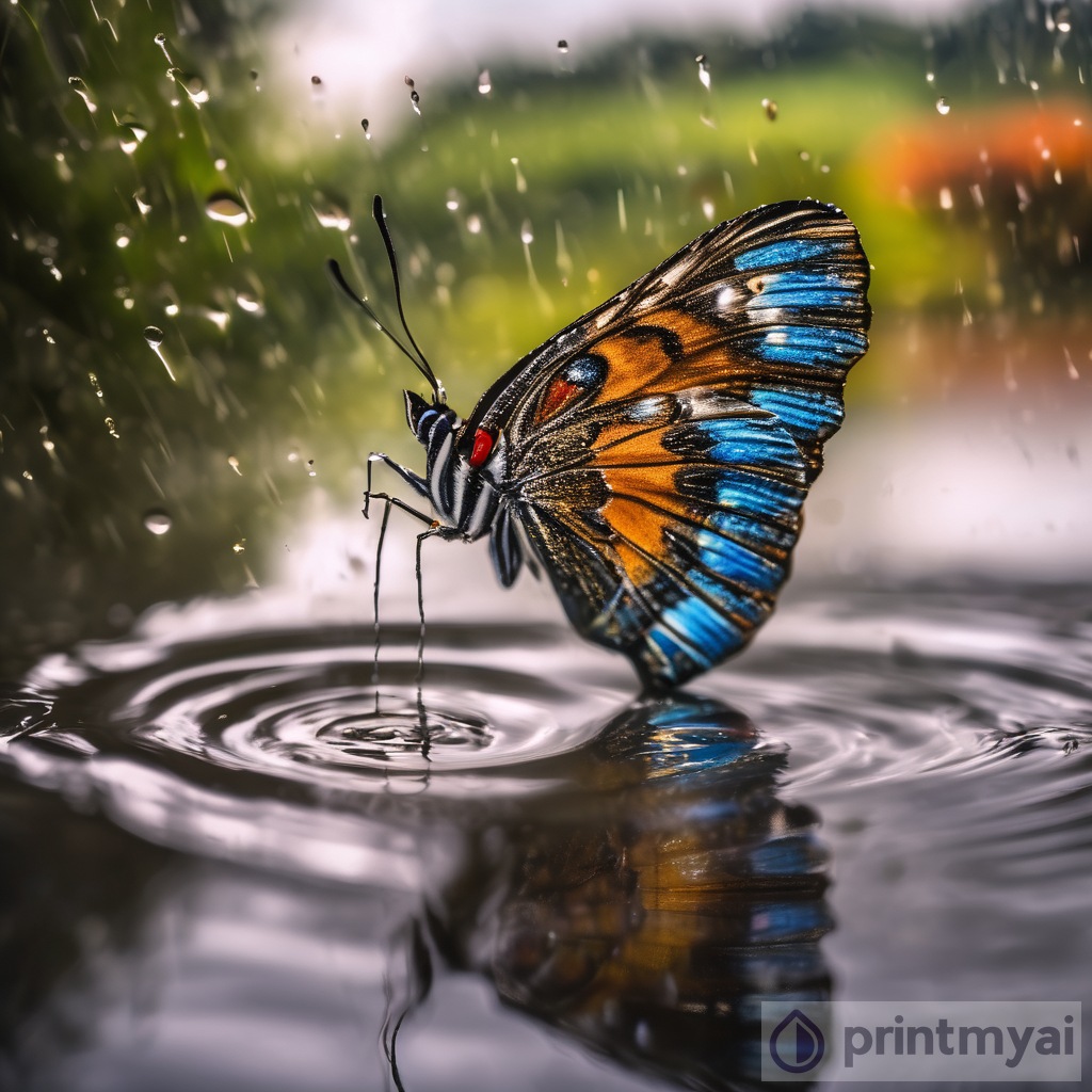 A Captivating Photo of a Realistic Butterfly on Water Surface