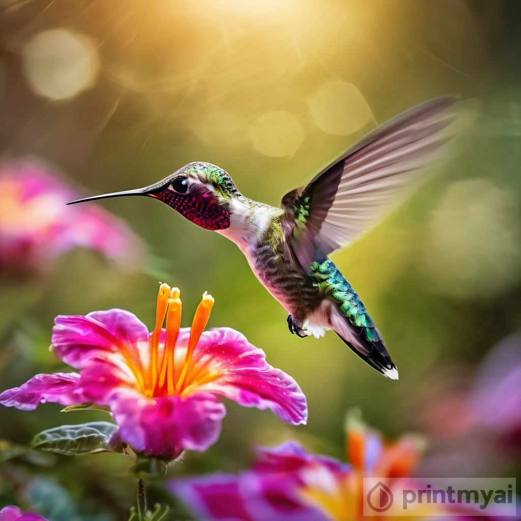 Capturing the Enchanting Beauty of a Realistic Hummingbird in Full Scene Photography