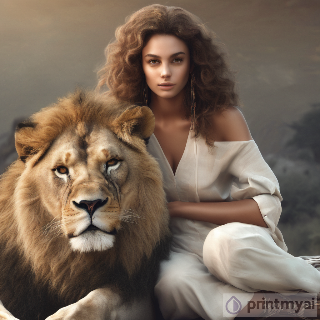 The Mesmerizing Connection: A Hyper-Realistic Woman and a Majestic Lion