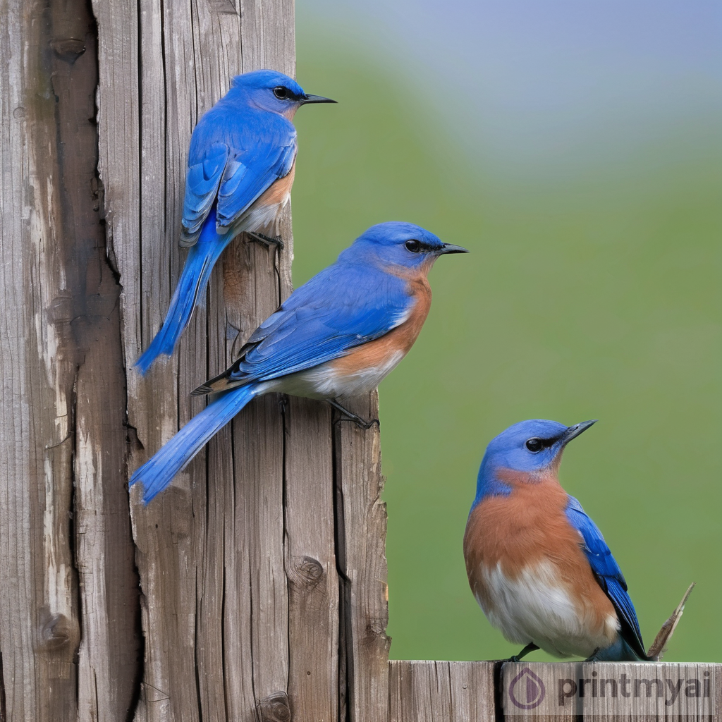 The Beauty of Blue Birds on an Old Cedar Fence