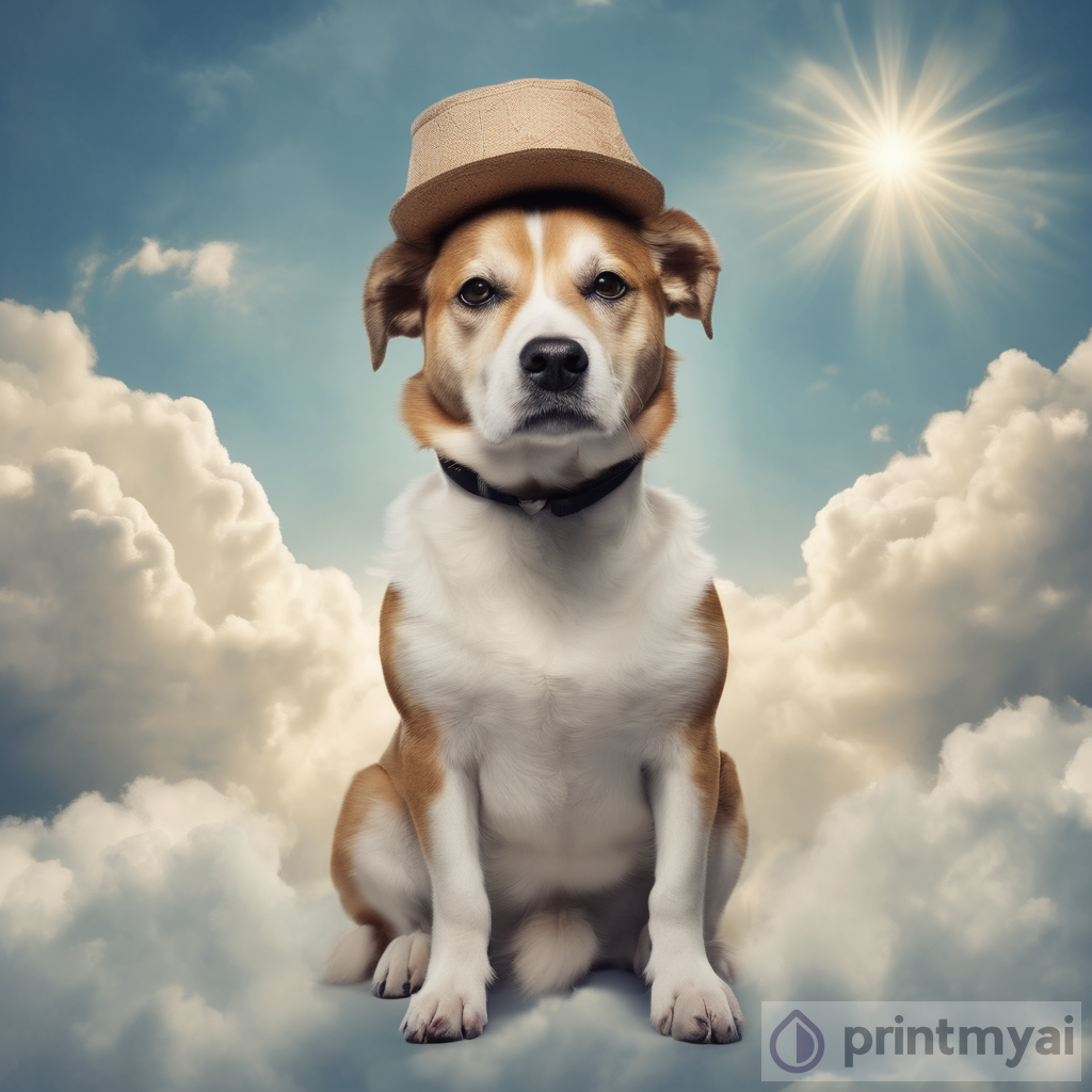 The Heavenly Canine: A Dog Wearing a Hat in Paradise