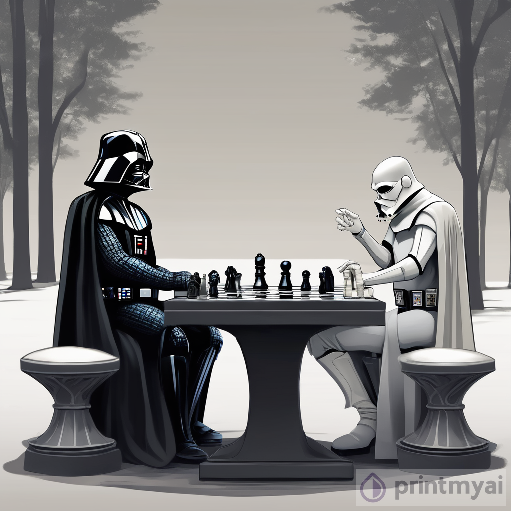The Battle of Minds: Darth Vader and Lord Voldemort Engage in a Game of Chess at the Park