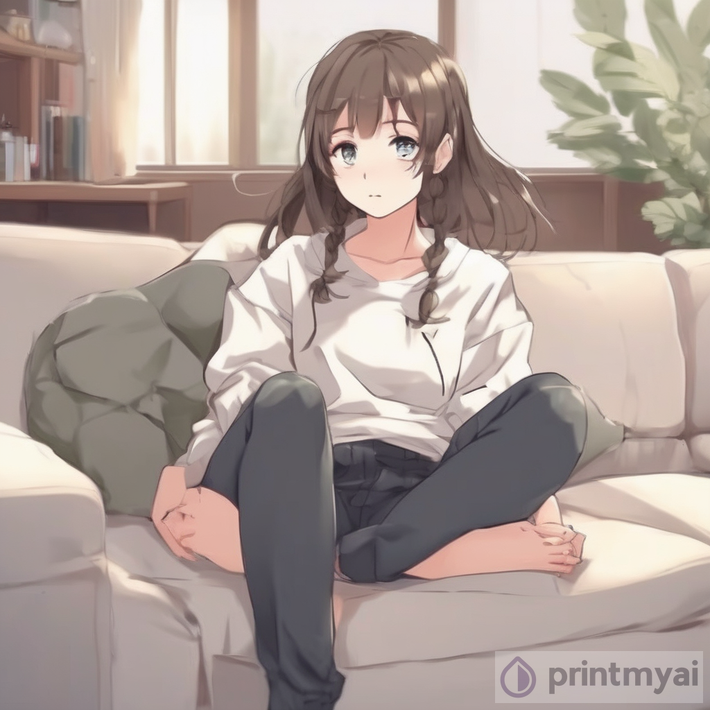 The Art of a Cute Anime Girl Sitting on a Couch