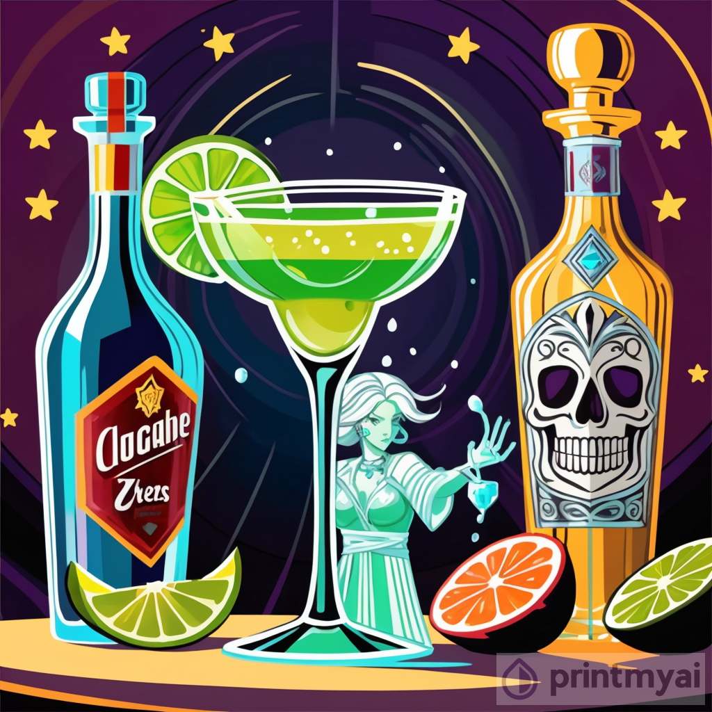 Unleash Your Creativity with Doodle Art: A Glass of Margarita and Bottle of Tequila