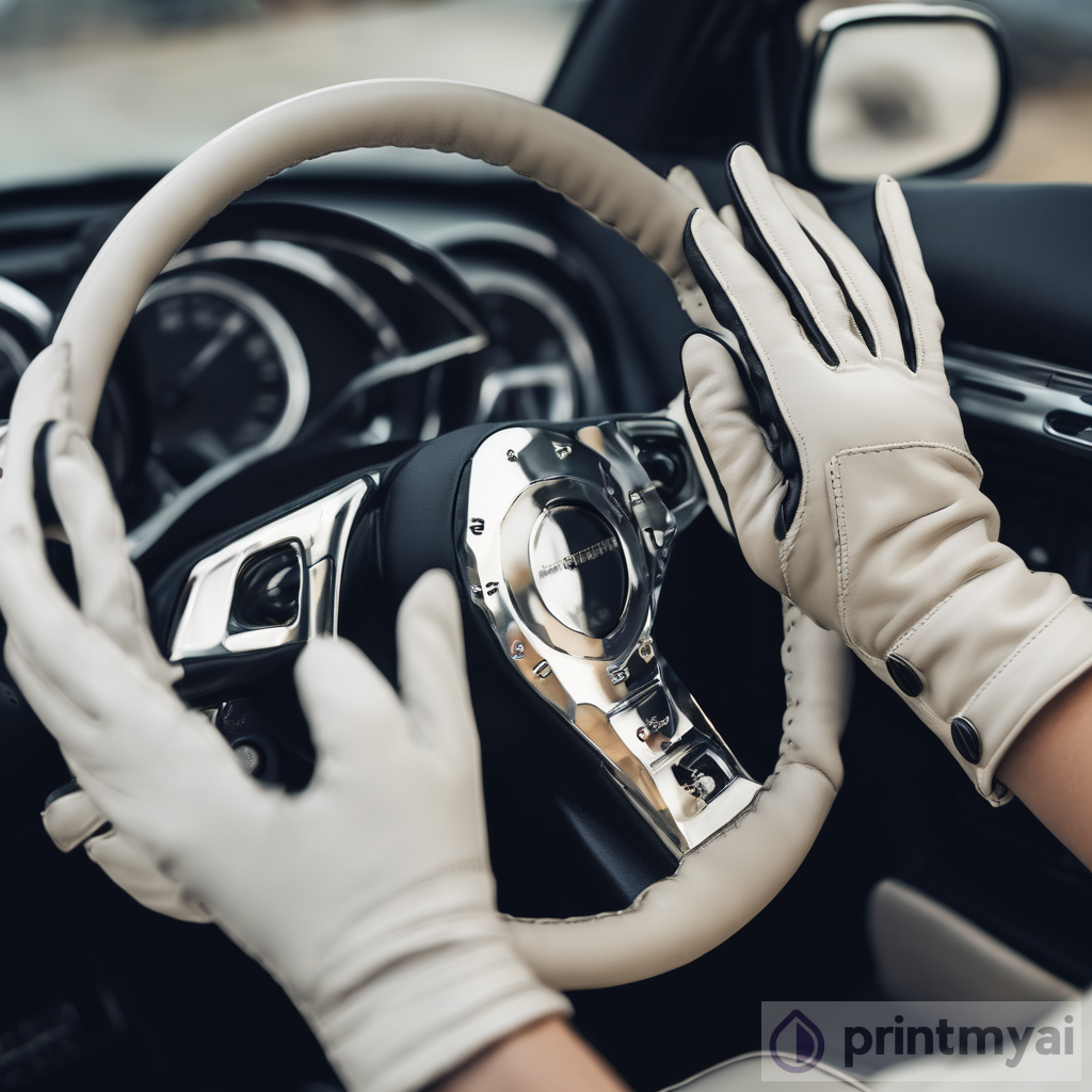 A Woman Embracing the Thrill of Driving with Leather Gloves