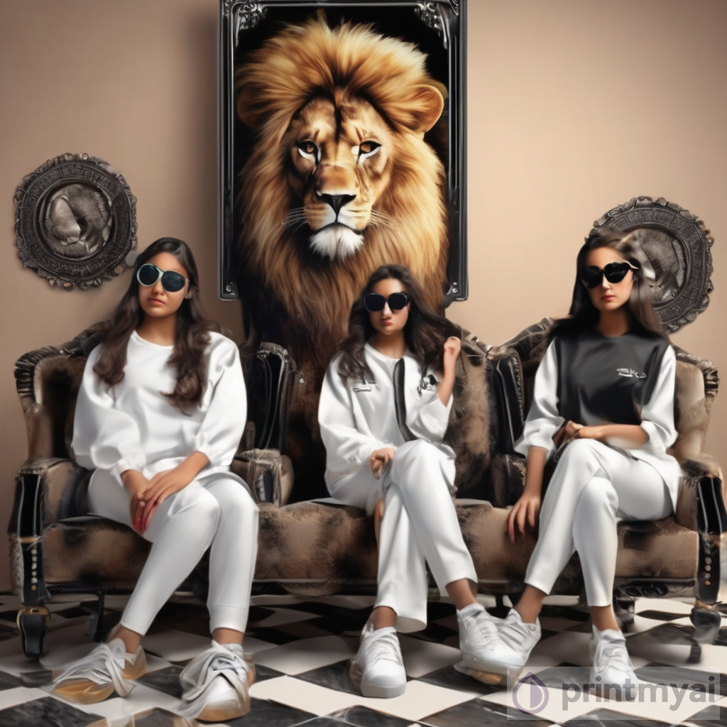 3D Illusion Picture: Stylish Girls in Shalwar Kameez & Wingback Chairs