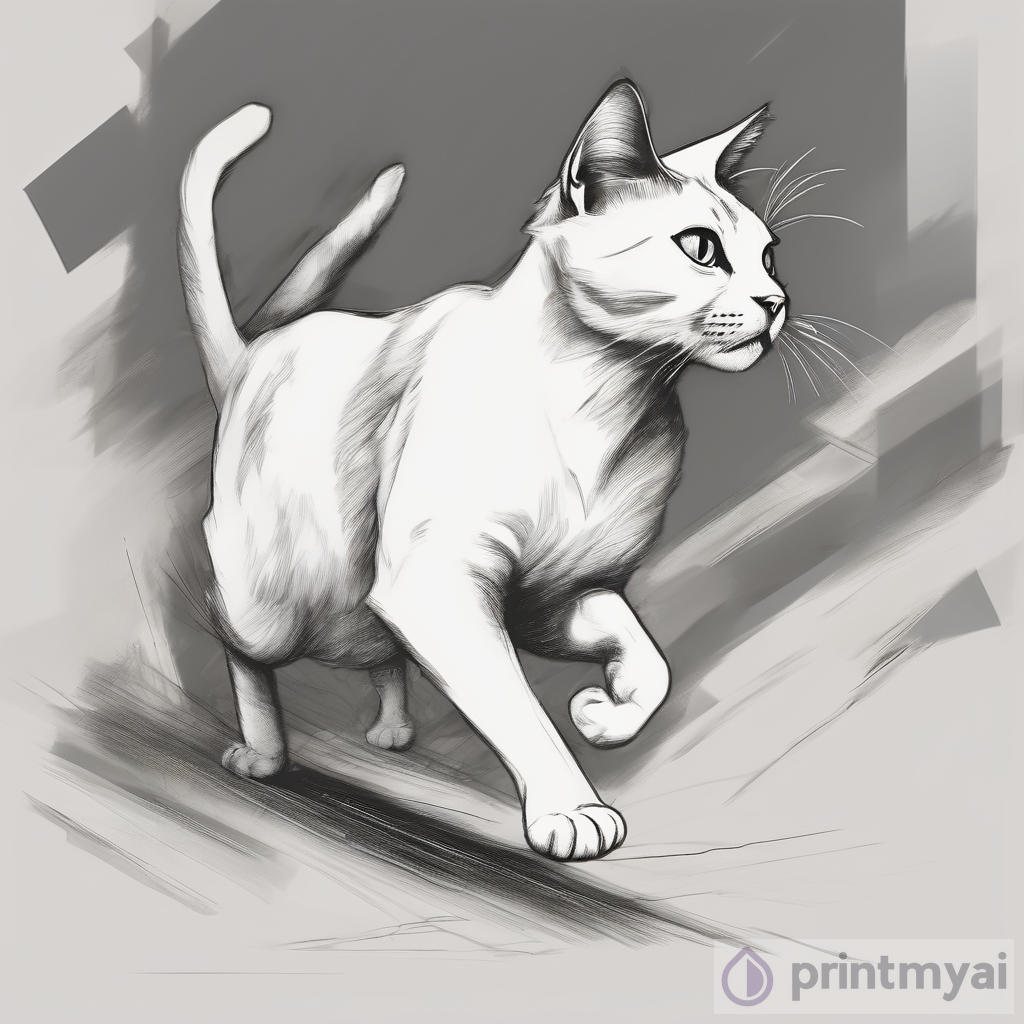 El arte y la gracia felina: Un dibujo de un gato dando una voltereta lateral