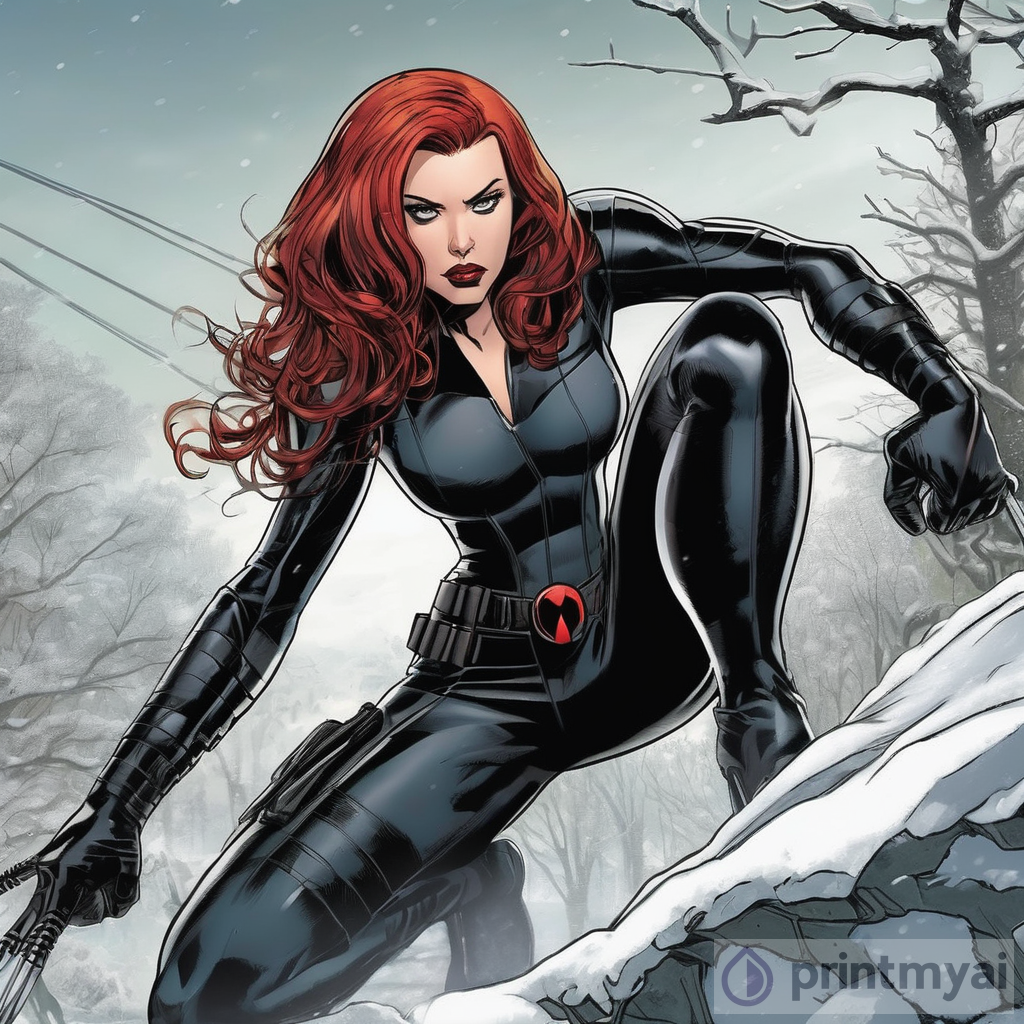 The Chilling Beauty of Black Widow in Winter | Marvel Fan Art