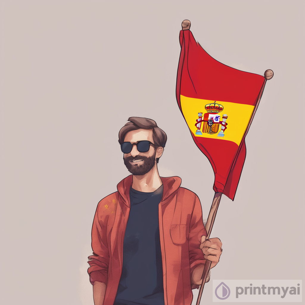Exploring the Art of a Guy Holding the Flag of Spain