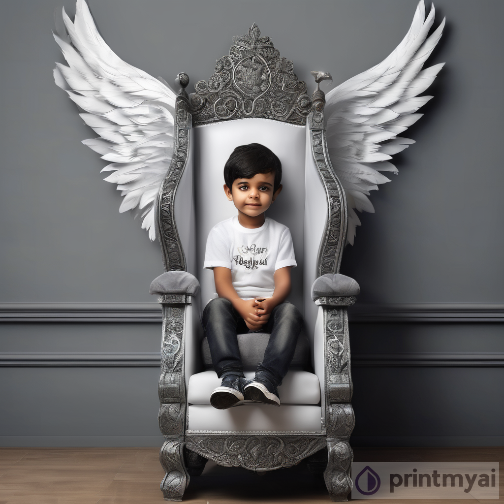 The Mesmerizing Art of Akesh: A 1-Year-Old Boy on a King Chair with White Wings