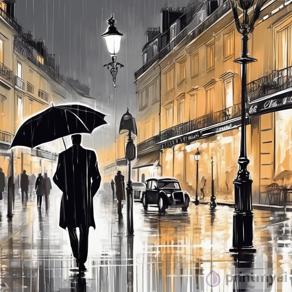 An Elegant Stroll in Paris: Exploring the Art of a Gentleman on a Rainy Day