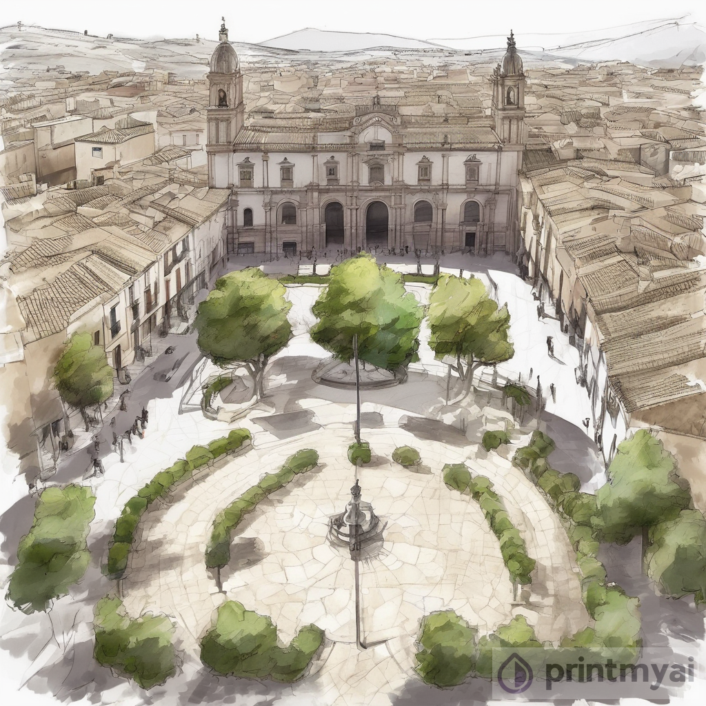 A Charming Artwork of San Pedro Square in Jaén's Guardia