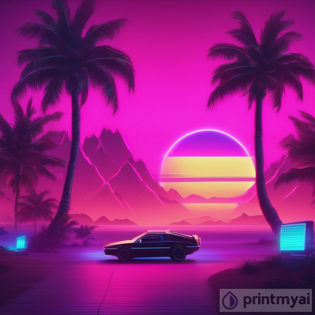Experience the Nostalgic Vibes of Retrowave Realistic Wallpaper
