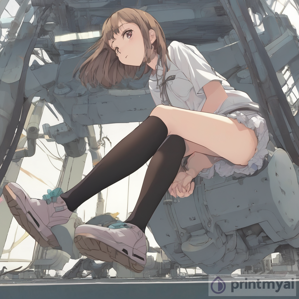 The Art of Anime: A Captivating Depiction of an Anime Girl Flattened by a Giant Foot