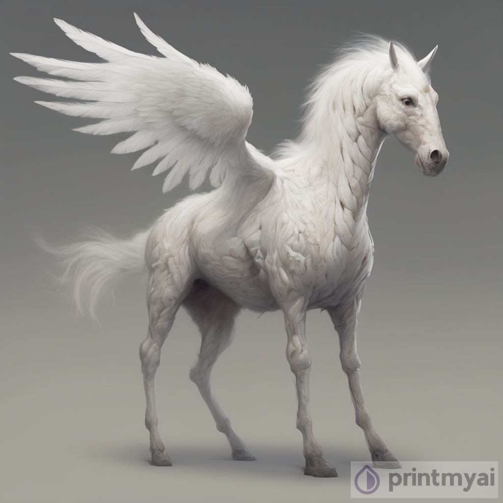 The Enchanting White Creature: A Unique Blend of Horse, Human, and Wings