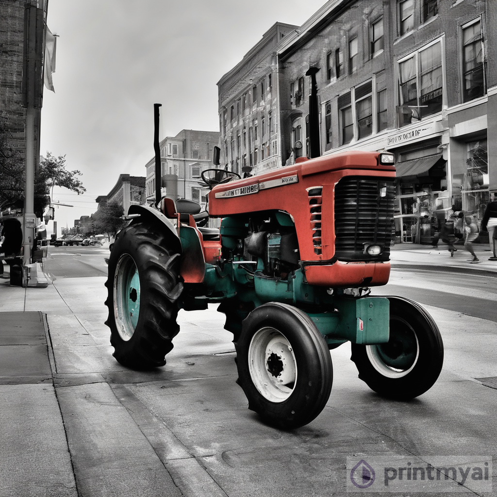 Exploring the Artistic Beauty of a Tractor in Downtown