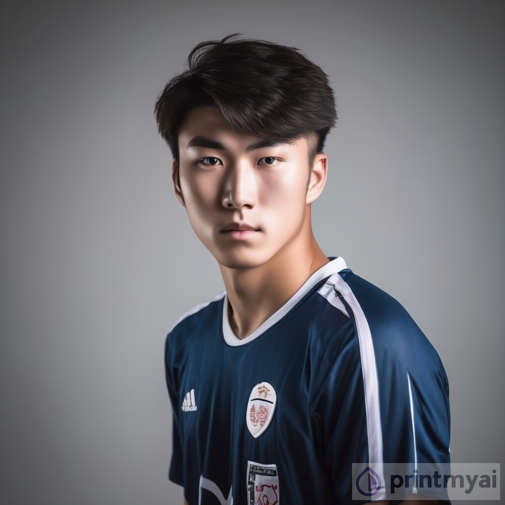 Capturing the Essence: A Detailed Headshot of a Talented Korean Soccer Player