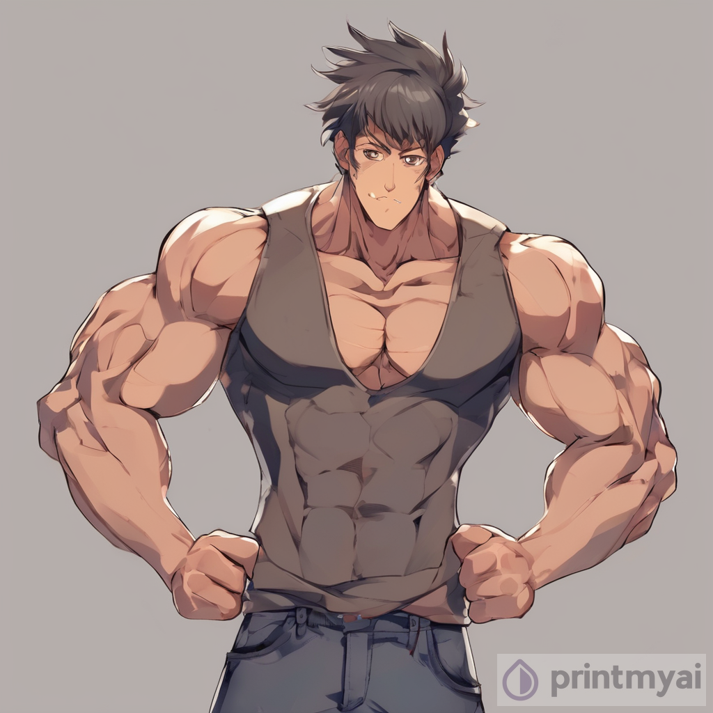 Muscular Anime Man with Monkey Features: Power and Agility