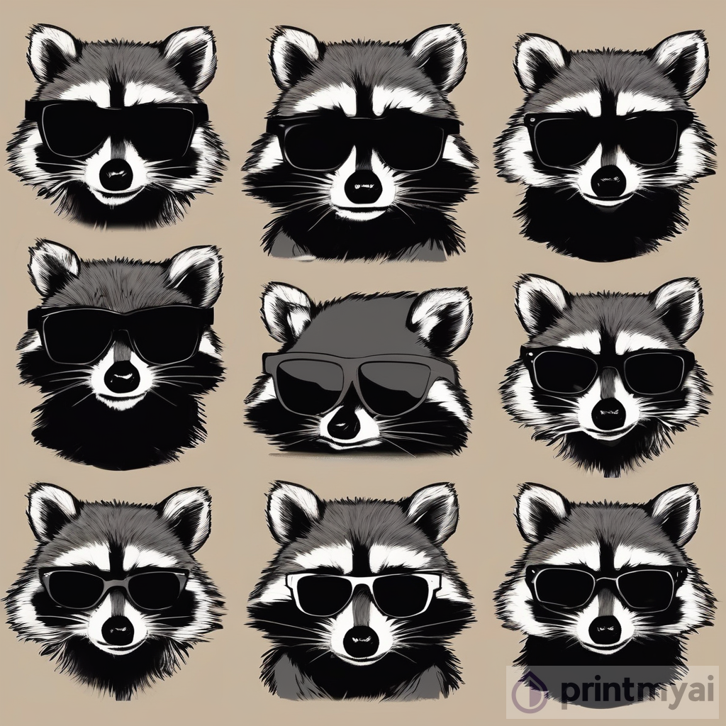 The Joyful Raccoon Gang - A Playful Art Description